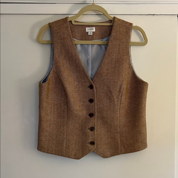 J. Crew Factory Brown Herringbone Vest - Picture 1 of 5